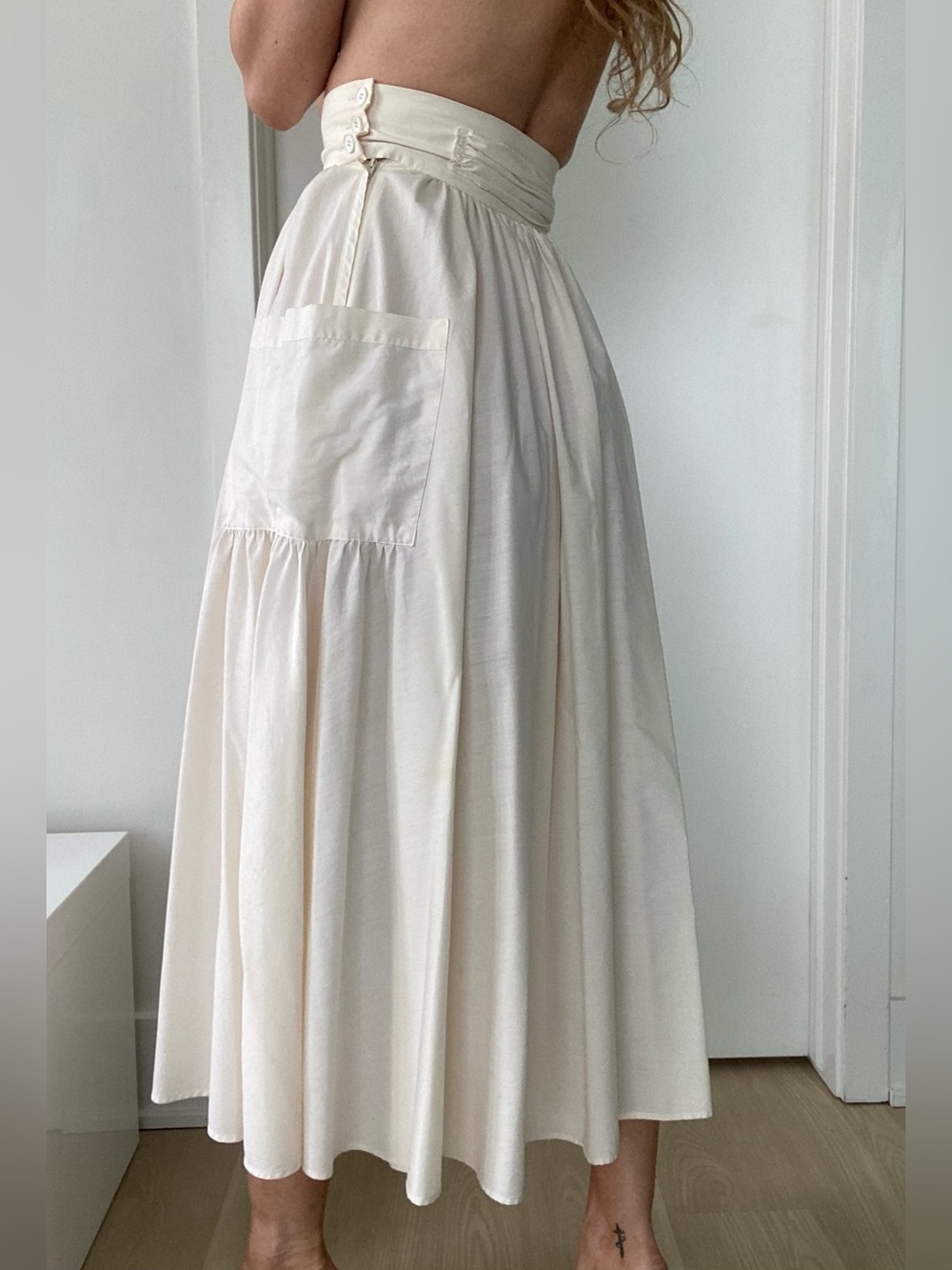 Lagen Look unlabelled 100% Cotton 2 piece cream colour top and skirt size S & L - Picture 8 of 10